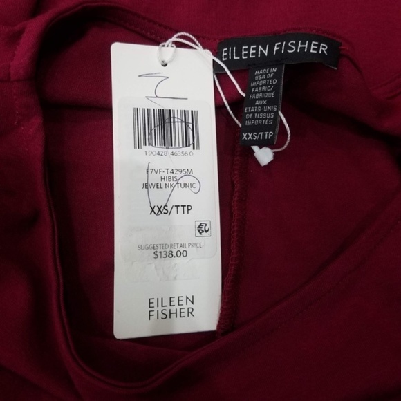 Eileen Fisher Women's Red Bateau Neck Tunic Long Sleeve Top - Size XXS - Picture 4 of 4